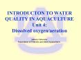 INTRODUCTON TO WATER QUALITY IN AQUACULTURE Unit 4: PowerPoint PPT Presentation
