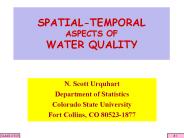 SPATIAL-TEMPORAL ASPECTS OF WATER QUALITY