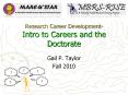 Research Career Development- Intro to Careers and the Doctorate PowerPoint PPT Presentation