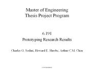 Master of Engineering Thesis Project Program