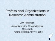 Professional Organizations in Research Administration