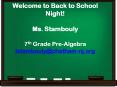 Welcome to Back to School Night! Ms. Stambouly 7th Grade Pre-Algebra lstambouly@chatham-nj.org PowerPoint PPT Presentation