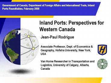 Inland Ports: Perspectives for Western Canada