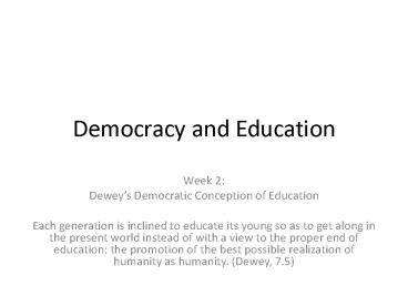 Democracy and Education