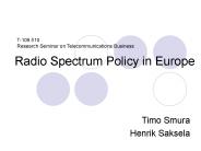 Radio Spectrum Policy in Europe