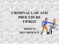 CRIMINAL LAW AND PROCEDURE LWB232 PowerPoint PPT Presentation