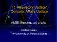 F1 Regulatory Update/ Consular Affairs Update PowerPoint PPT Presentation