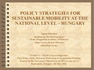 POLICY STRATEGIES FOR SUSTAINABLE MOBILITY AT THE NATIONAL LEVEL 