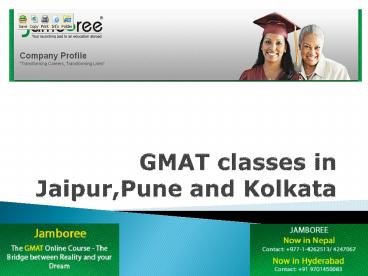 GMAT classes in Jaipur,Pune and Kolkata