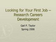 Looking for Your First Job 