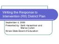 Writing the Response to Intervention (RtI) District Plan PowerPoint PPT Presentation