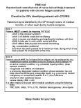 FINE trial Randomised controlled trial of nurse-led self-help treatment for patients with chronic fatigue syndrome Checklist for GPs identifying patients with CFS/ME: Patients may be identified by the GP through review of medical records, or when seen PowerPoint PPT Presentation