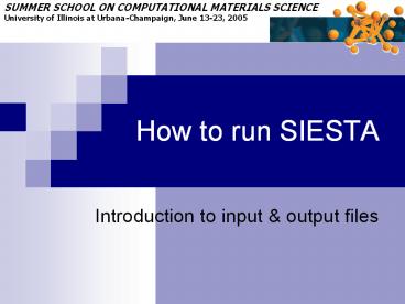 How to run SIESTA