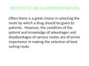 ROUTES OF DRUG ADMINISTRATION