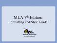 MLA 7th Edition Formatting and Style Guide PowerPoint PPT Presentation