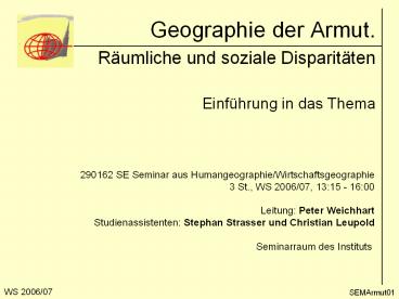 Geographie der Armut. R