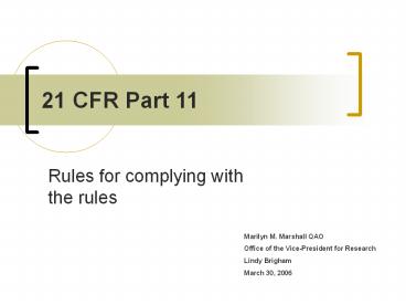 21 CFR Part 11