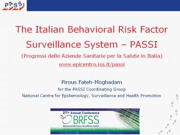 The Italian Behavioral Risk Factor Surveillance System 