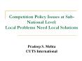 Competition Policy Issues at Sub-National Level: Local Problems Need Local Solutions PowerPoint PPT Presentation