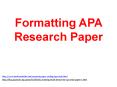 Formatting APA Research Paper PowerPoint PPT Presentation