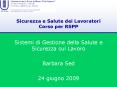 Sicurezza e Salute dei Lavoratori Corso per RSPP PowerPoint PPT Presentation