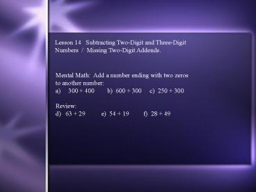 Lesson 14  Subtracting Two-Digit and Three-Digit