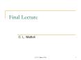 Final Lecture PowerPoint PPT Presentation