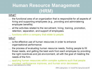 Human Resource Management (HRM)