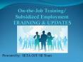 On-the-Job Training/ Subsidized Employment Training PowerPoint PPT Presentation