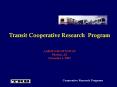 TCRP Slides PowerPoint PPT Presentation