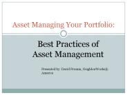 Asset Managing Your Portfolio:
