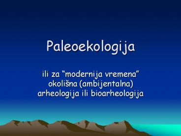 Paleoekologija
