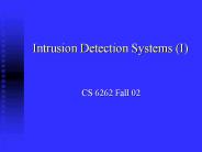 Intrusion Detection Systems (I)