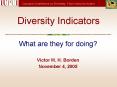 Diversity Indicators PowerPoint PPT Presentation