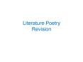 Literature Poetry Revision PowerPoint PPT Presentation