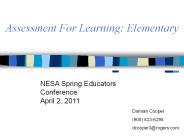 Assessment For Learning: Elementary