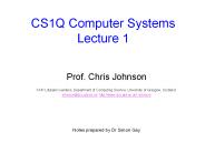 CS1Q Computer Systems Lecture 1