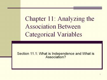 Chapter 11: Analyzing the Association Between Categorical Variables