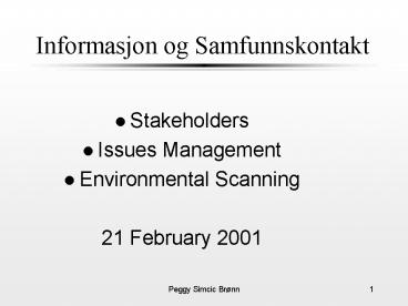 Informasjon og Samfunnskontakt