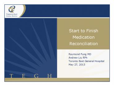 Start to Finish Medication Reconciliation