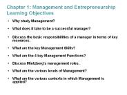 Chapter 1: Management and Entrepreneurship Learning Objectives