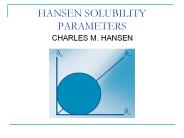 HANSEN SOLUBILITY PARAMETERS