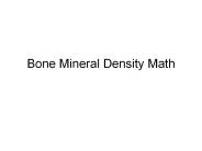 Bone Mineral Density Math