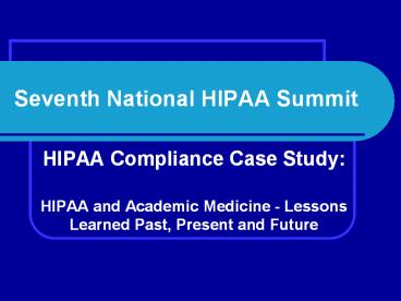 Seventh National HIPAA Summit