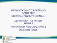 PRESENTATION TO PORTFOLIO COMMITTEE ON WATER AND ENVIRONMENT PowerPoint PPT Presentation