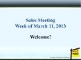 Sales Meeting Week of March 11, 2013 PowerPoint PPT Presentation