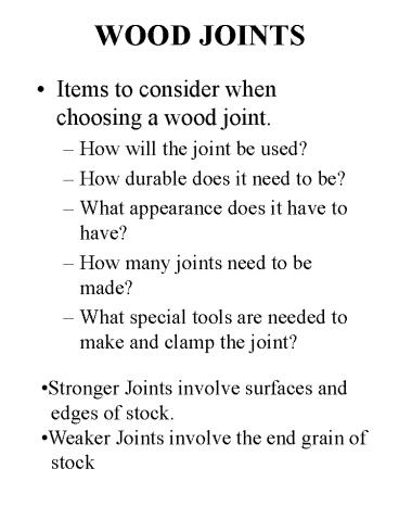 WOOD JOINTS