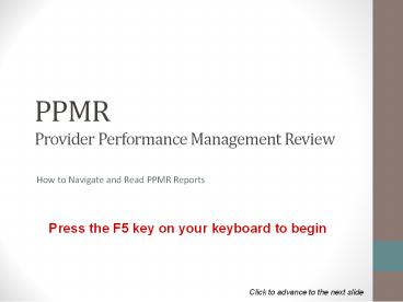 PPMR Provider Performance Management Review