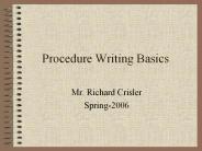 Procedure Writing Basics