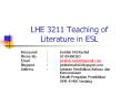 LHE 3211 Teaching of Literature in ESL PowerPoint PPT Presentation